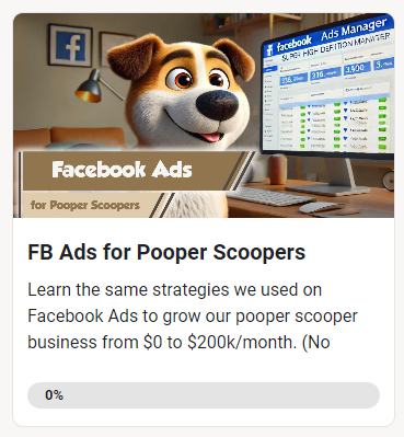 FB ads for pooper scoopers course on PSM.