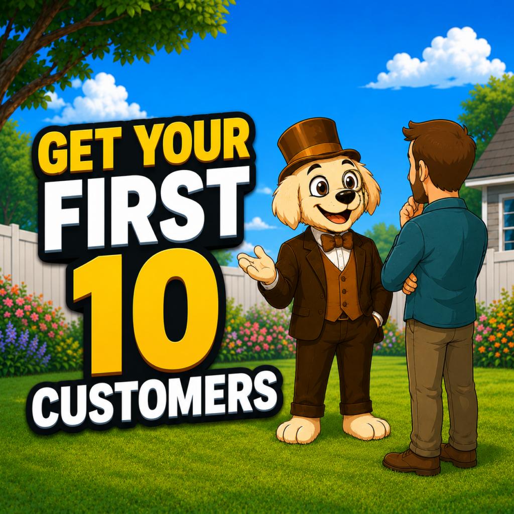 Winston from PSm talking to a pooper scooper customer in their back yard.