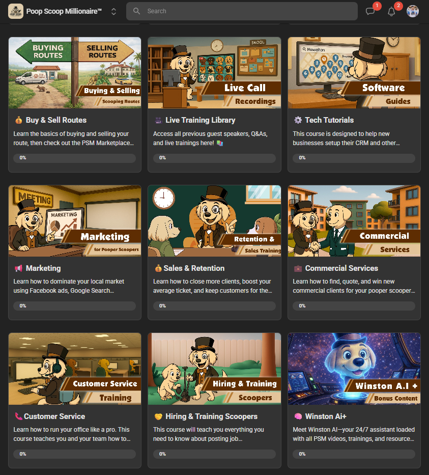 Poop Scoop millionaire course library