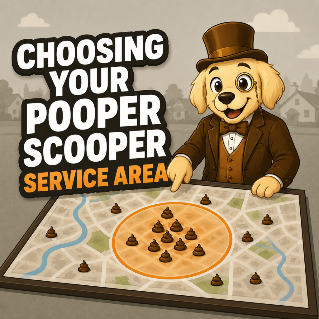 Winston from PSM pointing at a map of his pooper scooper service area.