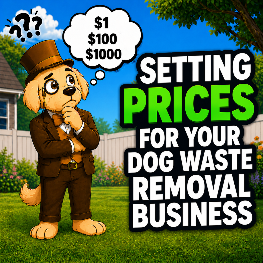 Winston from Poop Scoop Millionaire explaining how to set prices for your pooper scooper business services.
