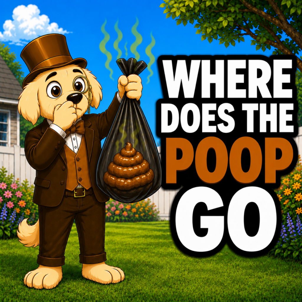 Winston from PSM holding a bag of dog waste after cleaning it for a pooper scooper customer.